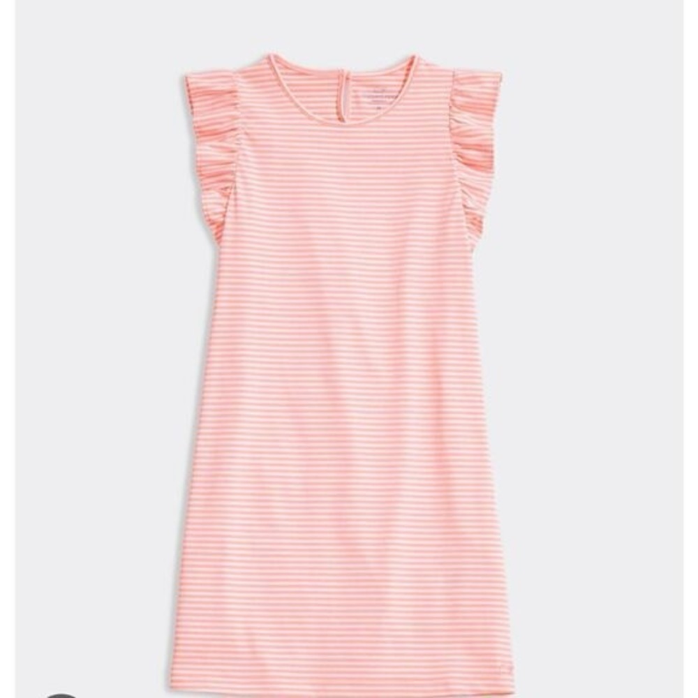Vineyard Vines Pink Striped Sankaty Ruffle Dress